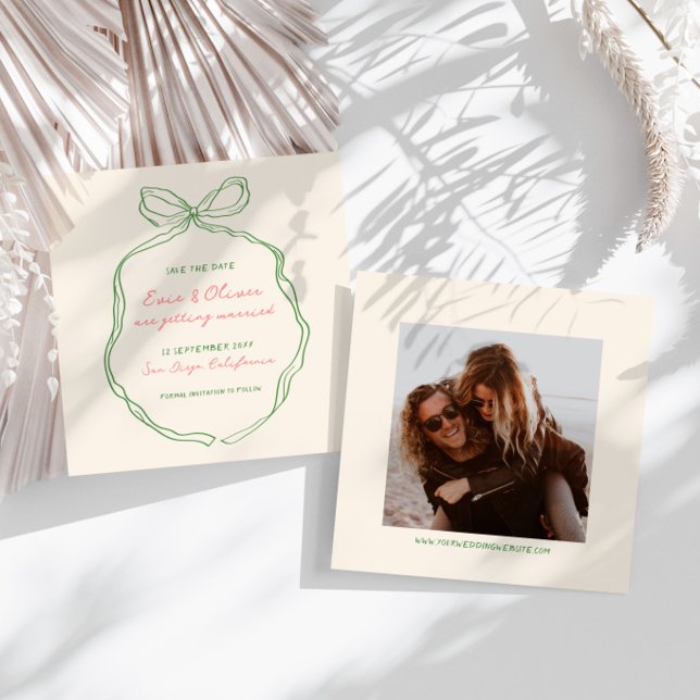Whimsical Quirky handgeschriebene Bow Wedding Save The Date (Von Creator hochgeladen)
