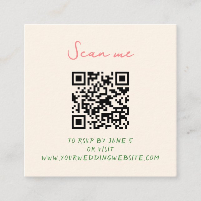 Whimsical Quirky handgeschriebene Hochzeit RSVP Begleitkarte (Vorderseite)