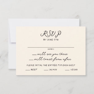 Whimsical Quirky handgeschriebene Hochzeit RSVP Karte