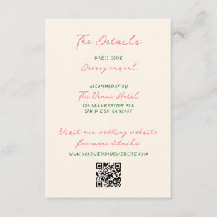 Whimsical Quirky handgeschriebene Hochzeitsdetails Begleitkarte