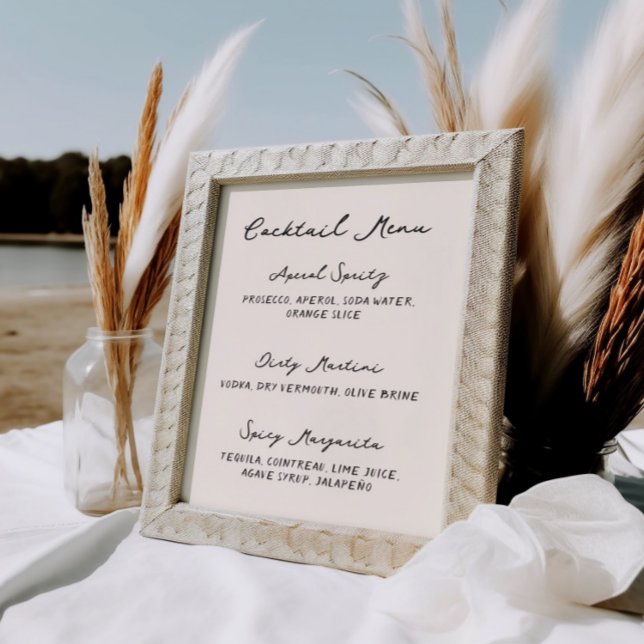 Whimsical Quirky handgeschriebenes Cocktailmenü Poster (Von Creator hochgeladen)