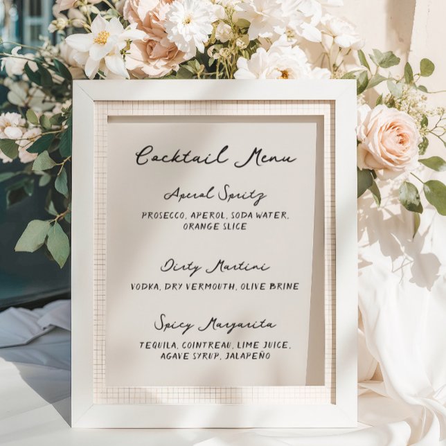 Whimsical Quirky handgeschriebenes Cocktailmenü Poster (Von Creator hochgeladen)
