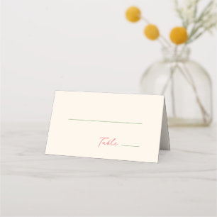 Whimsical Quirky handschriftlich grünes Rosa Platzkarte