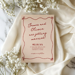 Whimsical Quirky Red Hand Drawn Wedding Einladung