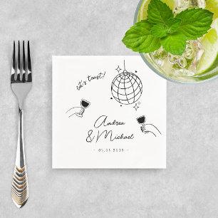 Whimsical Quirky Retro Fun Französisch Engagement Serviette