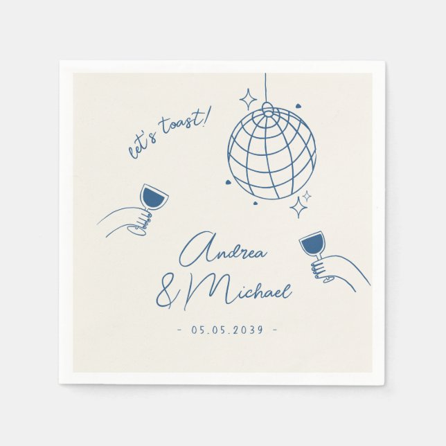 Whimsical Quirky Retro Fun Französisch Engagement  Serviette (Vorderseite)