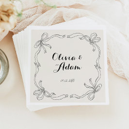 Whimsical Quirky Retro Hand Drawn Bow Wedding Serviette