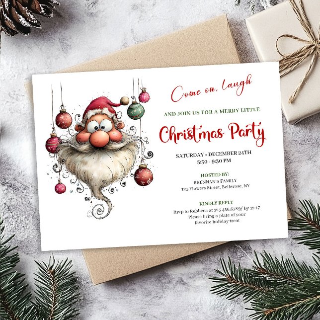 Whimsical Quirky Santa Editable Christmas Party  Einladung (Whimsical Quirky Santa Editable Christmas Party Invite)