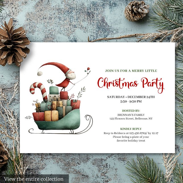 Whimsical Quirky Santa Holiday Party Invitation Einladung (Whimsical Quirky Santa Holiday Party Invitation)