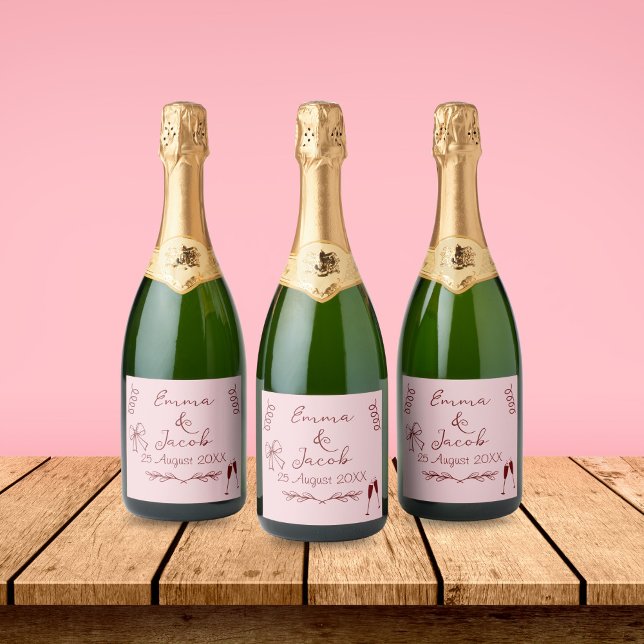 Whimsical Quirky Squiggles Pink Wedding (Whimsical Quirky Squiggles Pink Wedding Bottle Label)