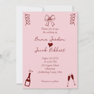 Whimsical Quirky Squiggles Pink Wedding Einladung