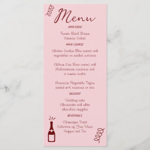 Whimsical Quirky Squiggles Pink Wedding Menükarte