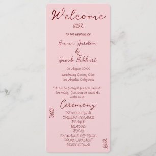 Whimsical Quirky Squiggles Pink Wedding Programm