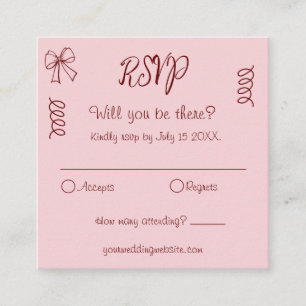 Whimsical Quirky Squiggles Rosa Hochzeit-RSVP Begleitkarte
