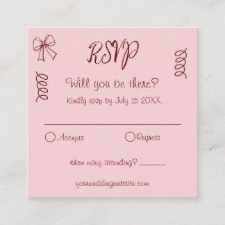 Whimsical Quirky Squiggles Rosa Hochzeit-RSVP Begleitkarte