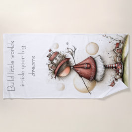 Whimsical Quote and Girl Strandtuch