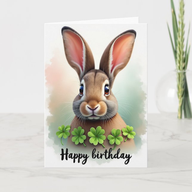 Whimsical Rabbit Art Geburtstagskarte Karte (Vorderseite)