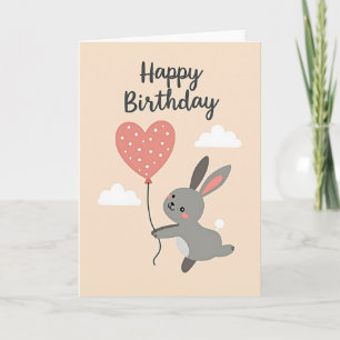 Whimsical Rabbit Herz Karte