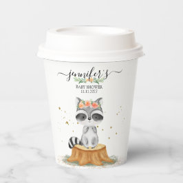 Whimsical Raccoon Nature Baby Shower Pappbecher