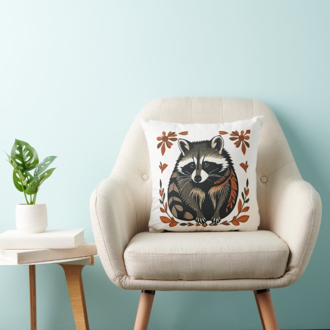 Whimsical Raccoon Woodland Animal Folks oder Triba Kissen (Stuhl )