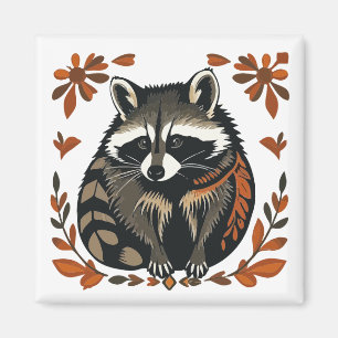 Whimsical Raccoon Woodland Animal Folks oder Triba Magnet