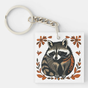 Whimsical Raccoon Woodland Animal Folks oder Triba Schlüsselanhänger