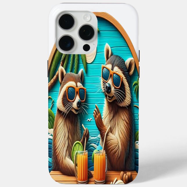 Whimsical Raccoons auf der rustikalen Tabelle Case-Mate iPhone Hülle (Rückseite)