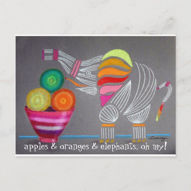 Whimsical Rainbow Elephant Art auf Postkarte (Vorderseite)