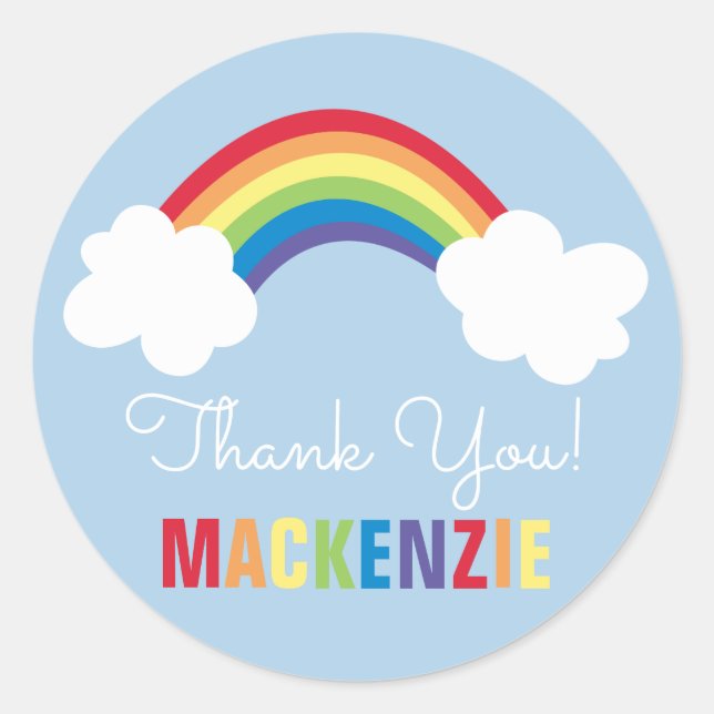 Whimsical Rainbow Happy Birthday Party Sticker (Vorderseite)