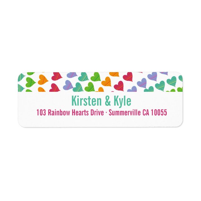 Whimsical Rainbow Heart Sprinkles Address Labels (Vorne)