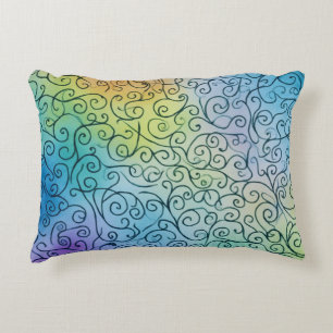 Whimsical Rainbow Swirbel Muster Abstrakt farbig Dekokissen