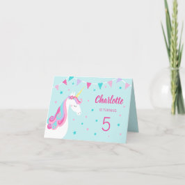 Whimsical Rainbow Unicorn Aqua 5. Geburtstag Einladung
