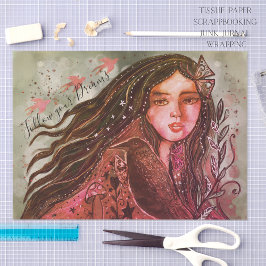 Whimsical Raven Girl Folge deinem Traum Mixed Medi Seidenpapier