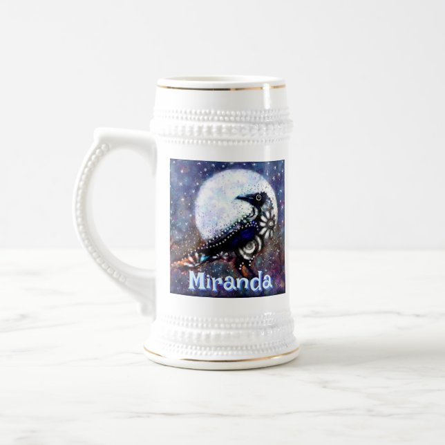 Whimsical Raven Moon Personalisiert Bierglas (Links)