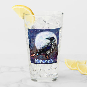 Whimsical Raven Moon Personalisiert Glas
