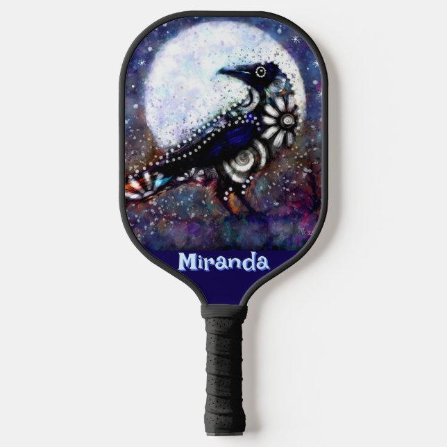Whimsical Raven Moon Personalisiert Pickleball Schläger (Vorderseite)