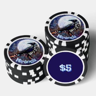 Whimsical Raven Moon Personalisiert Pokerchips