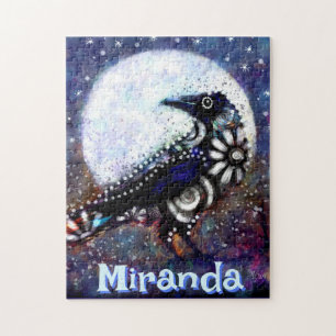 Whimsical Raven Moon Personalisiert Puzzle