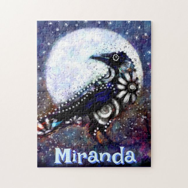 Whimsical Raven Moon Personalisiert Puzzle (Vertikal)