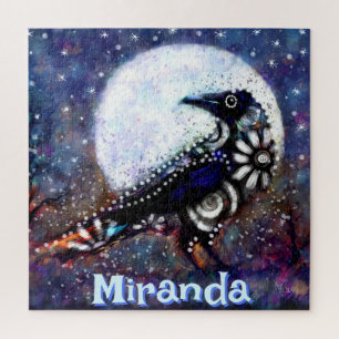 Whimsical Raven Moon Personalisiert Puzzle