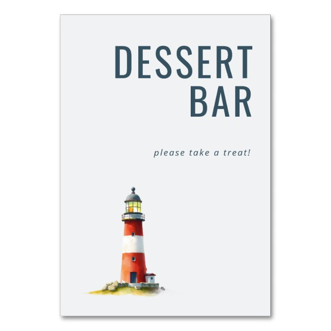 Whimsical Red and White Lighthouse Watercolor Tischnummer (Vorderseite)