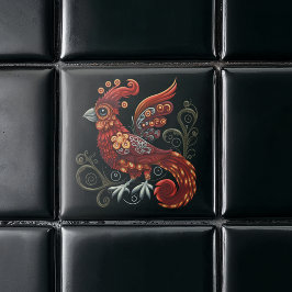 Whimsical Red Bird Fliese