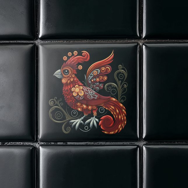 Whimsical Red Bird Fliese (Von Creator hochgeladen)