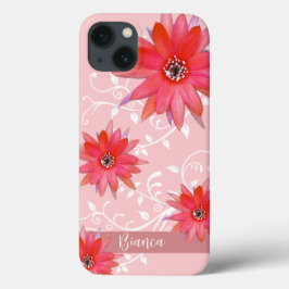 Whimsical Red Blume Wirble Blätter Name Pink hinzu Case-Mate iPhone Hülle