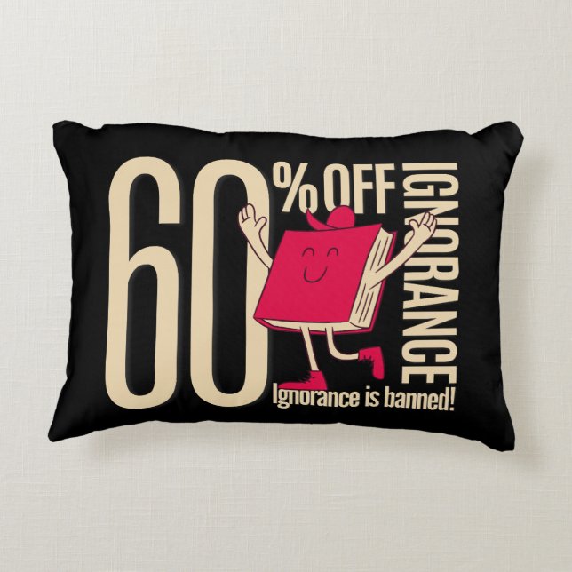 Whimsical Red Book Ignorance Banned Accent Throw  Dekokissen (Rückseite)