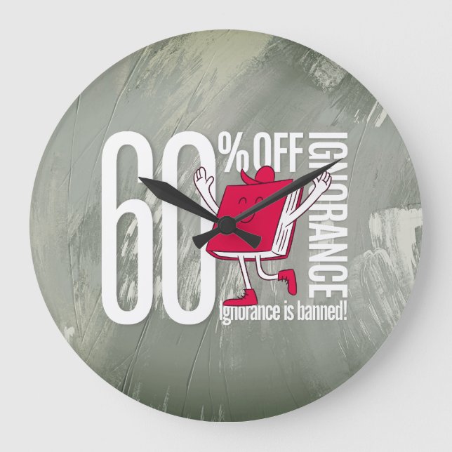 Whimsical Red Book Ignorance is Banned Acrylic Große Wanduhr (Vorderseite)