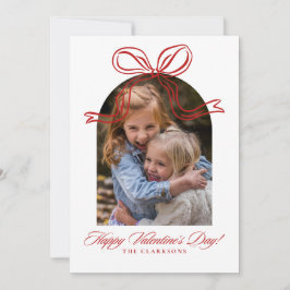 Whimsical Red Bow Valentine’s Day Photo Card Einladung
