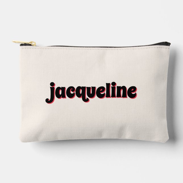 Whimsical Red Cherry Shadow Lettering Luxe Makeup Zubehörtasche (Vorderseite)