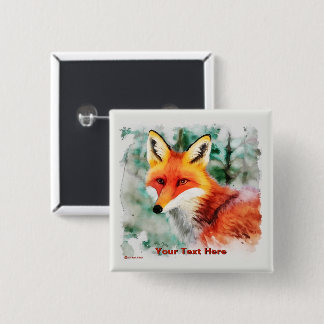 Whimsical Red Fox Button