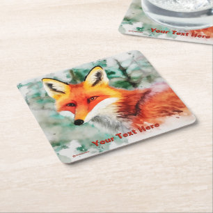 Whimsical Red Fox Rechteckiger Pappuntersetzer